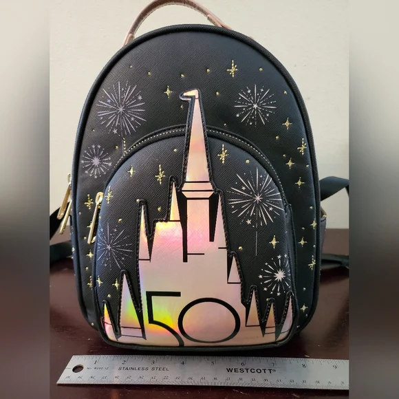 Walt Disney World 50th Anniv Loungefly Large Backpack & Minnie Mouse Stuff - Picture 3 of 16